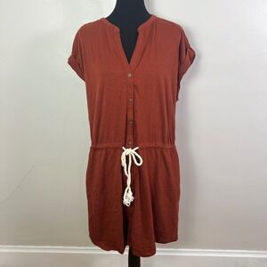 Sonoma Goods For Life Womens XXL Rust Brown Drawstring Button Up Dress